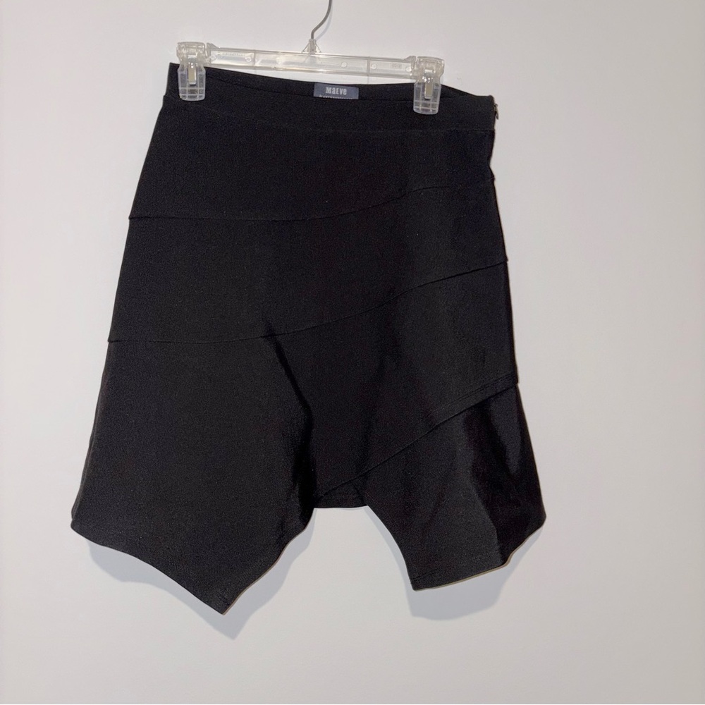 Maeve Anthropologie Tiered‎ Asymmetrical Hankerchief Hem Skirt black Size 10